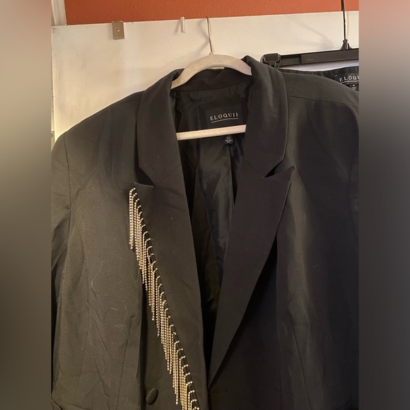 ELOQUII - black suit set with rhinestone fringe - Picture 5 of 5